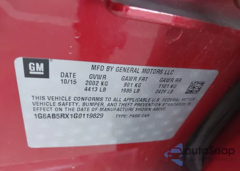 2016 Cadillac Ats Luxury Collection z USA, uszkodzony, nr VIN 1G6AB5RX1G0119829